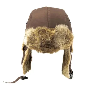 Crown Cap Toques | Crown Caps^Aviator with Rabbit Trim - Brown/Natural