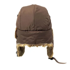 Crown Cap Toques | Crown Caps^Aviator with Rabbit Trim - Brown/Natural