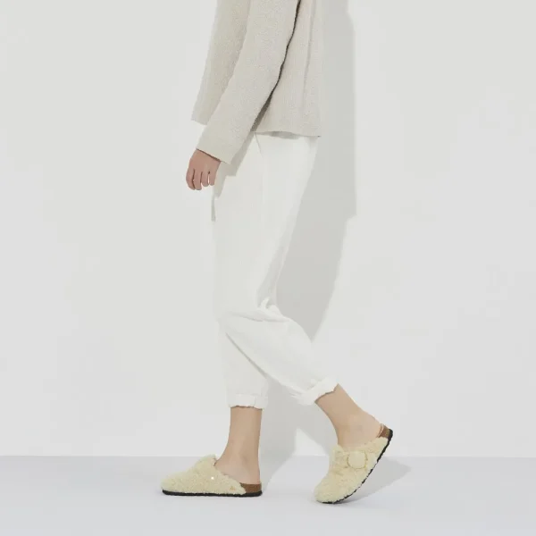Birkenstock Clogs^Boston Big Buckle Teddy - Eggshell