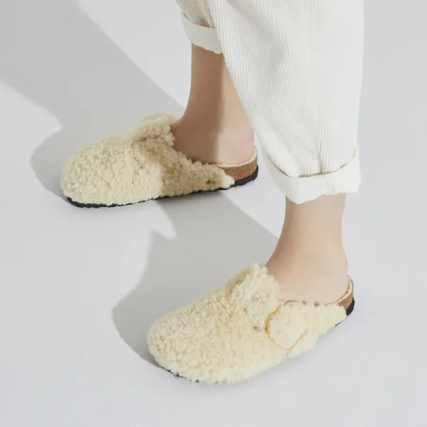 Birkenstock Clogs^Boston Big Buckle Teddy - Eggshell
