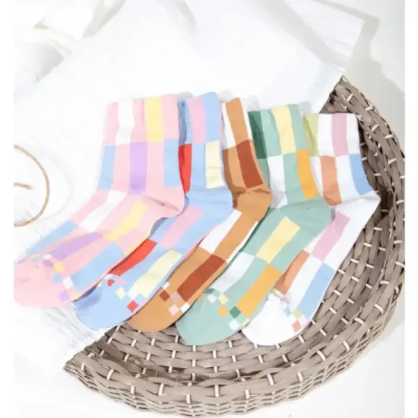 Very J Women's^Color Block Casual Socks - Camel Mix