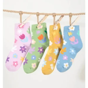 Very J Women's^Floral Print Casual Socks - Yellow