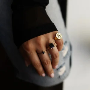 Leah Yard Designs Rings^Guardian Ring - Black C.Z.