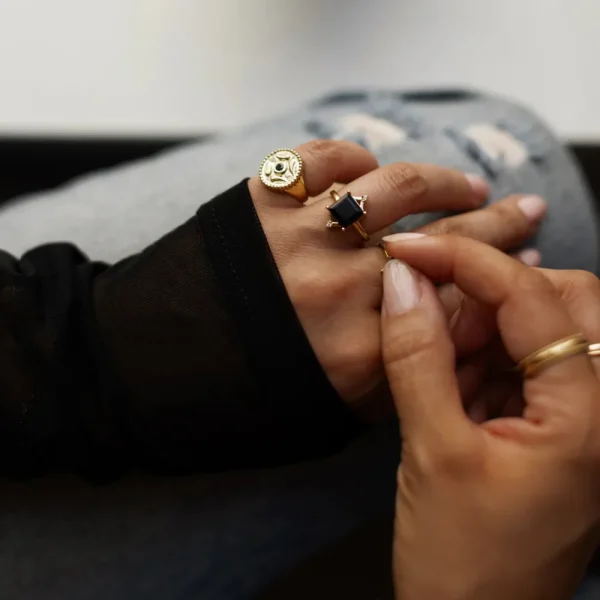 Leah Yard Designs Rings^Guardian Ring - Black C.Z.