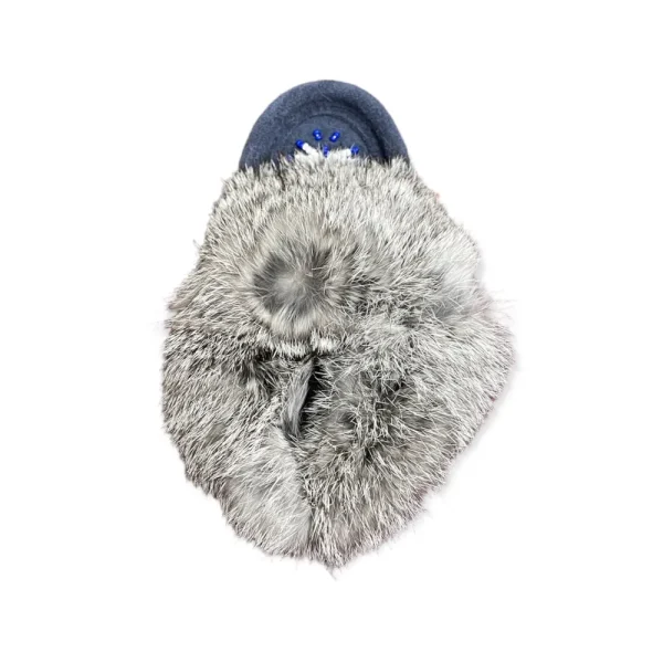 Laurentian Chief Moccasins^Kid's Fur Moccasin - Navy Suede