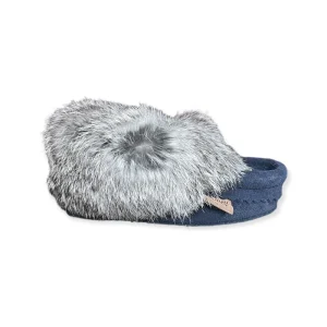Laurentian Chief Moccasins^Kid's Fur Moccasin - Navy Suede