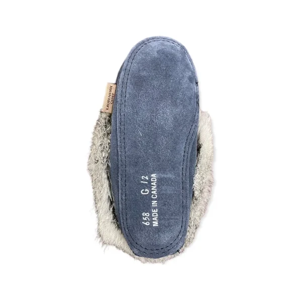 Laurentian Chief Moccasins^Kid's Fur Moccasin - Navy Suede