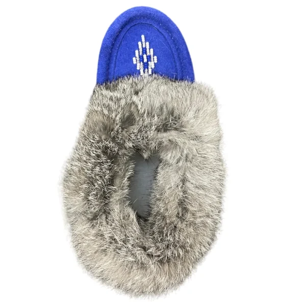 Laurentian Chief Moccasins^Kid’s Fur Moccasin - Royal Blue Suede
