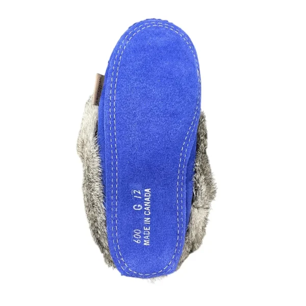 Laurentian Chief Moccasins^Kid’s Fur Moccasin - Royal Blue Suede